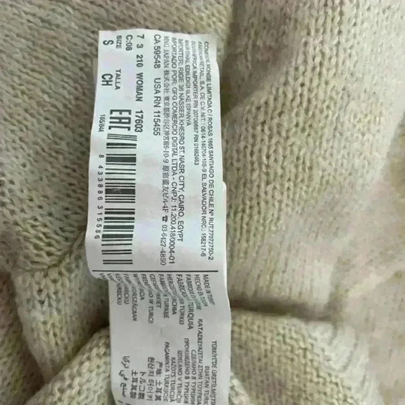 MANGO Flared Sleeves Boho Sweater Beige Cappuccino size XS - Picture 7 of 7